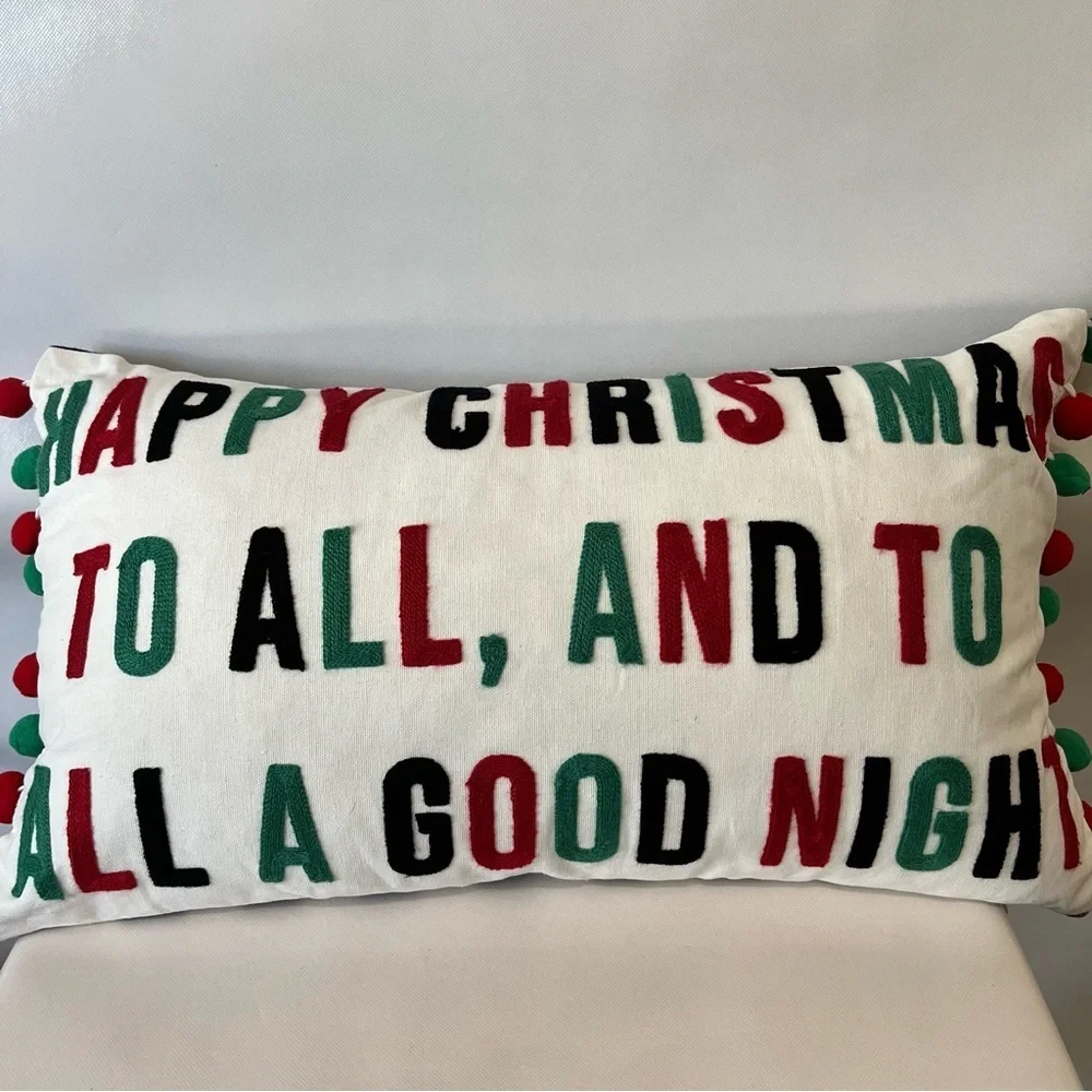 Beautiful Christmas Accent Pillow Happy Christmas to All and to all a Good Night